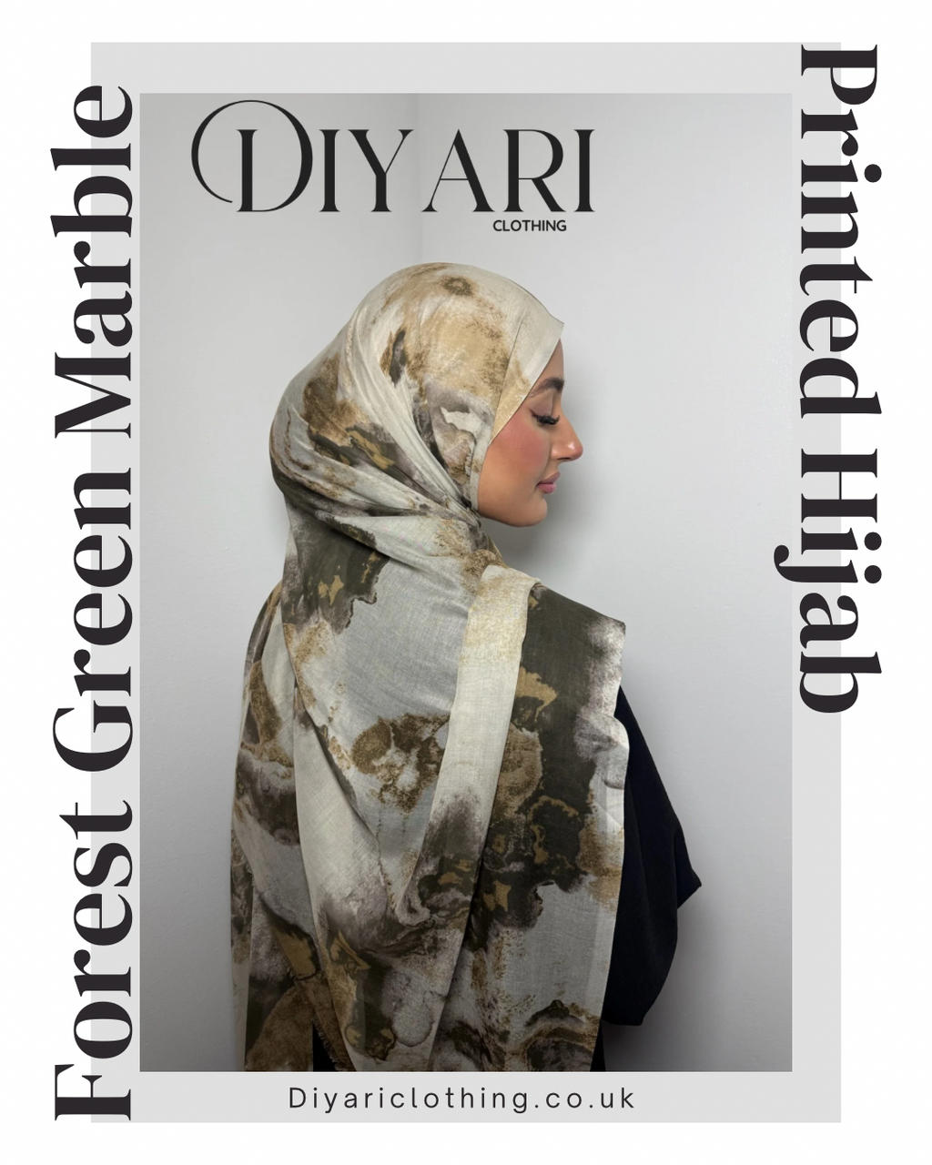Forest Green Printed Hijab