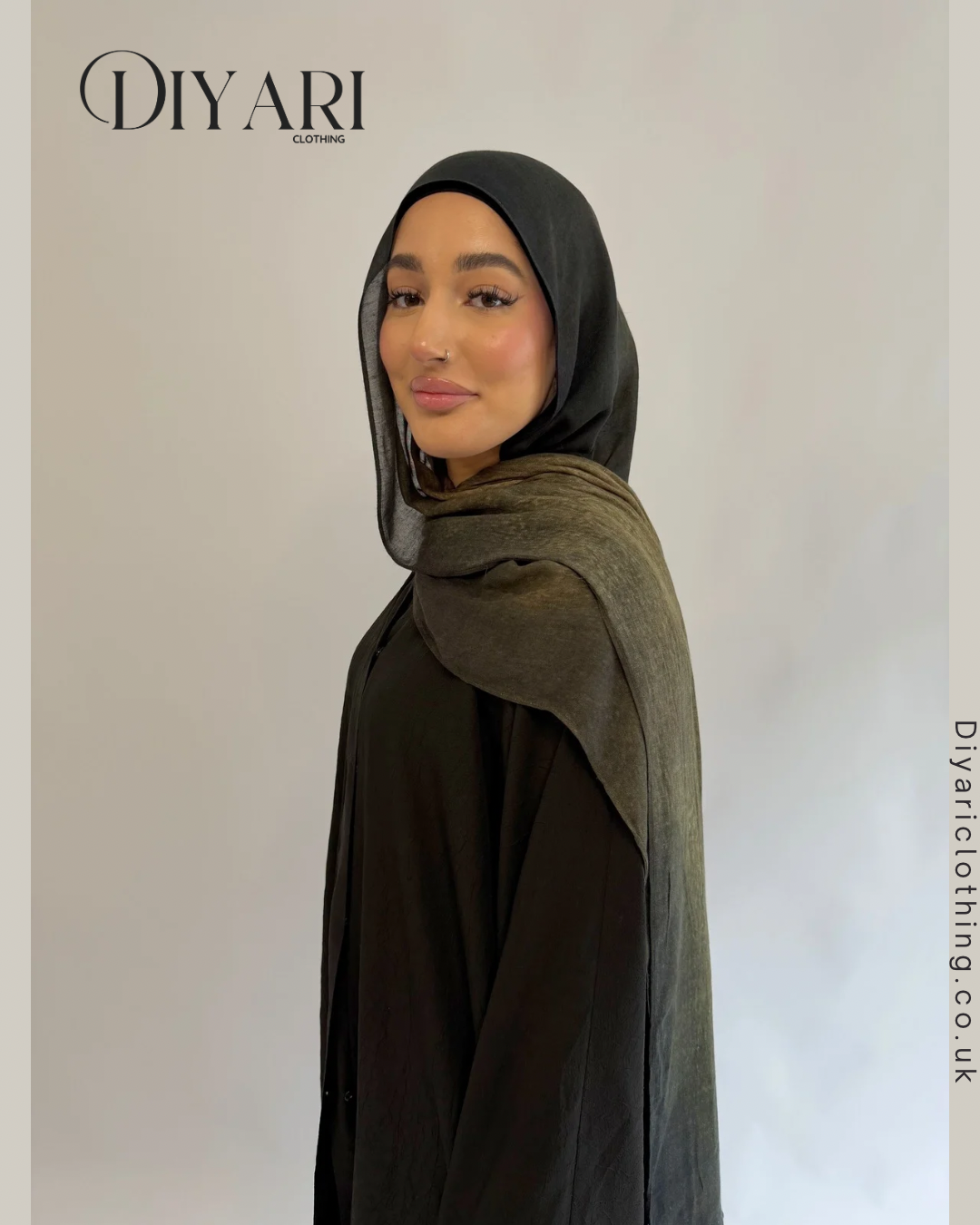 Midnight Olive Printed Hijab - MOP02